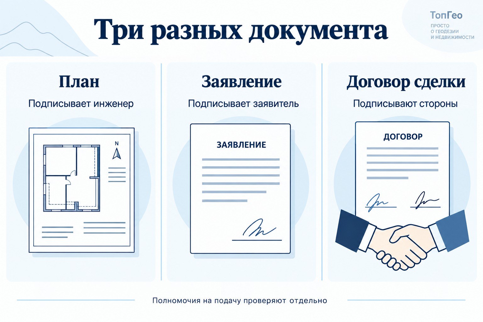 План, заявление и договор сделки подписываются в разных ролях