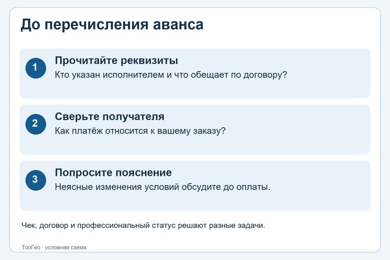Сопоставление договора, получателя платежа и данных исполнителя — иллюстрация