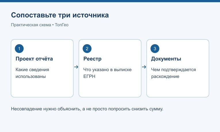 Сопоставление проекта отчёта, реестра и документов