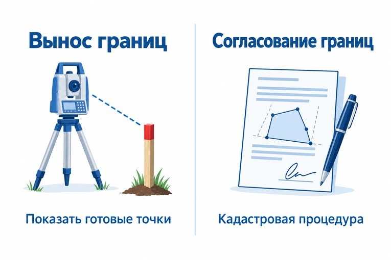 Схема различия между выносом и согласованием границ