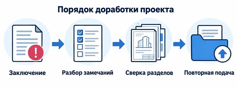 Инфографика: от заключения экспертизы к проверенному комплекту для повторной подачи