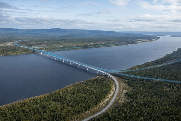 Мостовой переход через широкую северную реку на предпроектной стадии