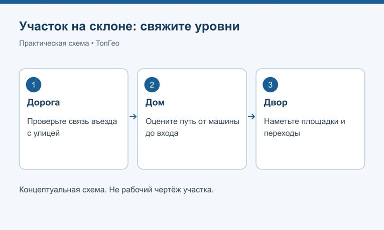 Разные задачи при выборе планировки участка на склоне