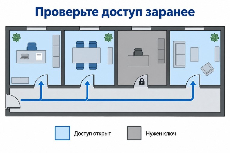 Схематичный план с доступными и закрытыми помещениями