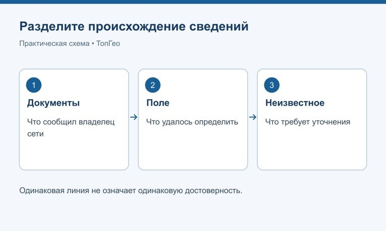 Разделение документальных, полевых и неизвестных сведений