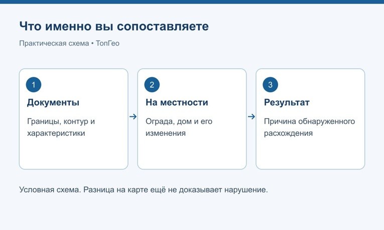 Схема сопоставления документов, фактического положения и результата проверки