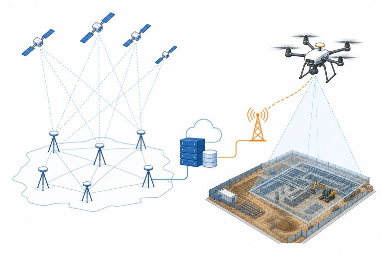 Поток поправок от сети станций через LTE, MAVLink и автопилот к GNSS