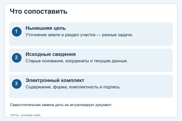Сопоставление старого архива и актуальных сведений об участке — иллюстрация