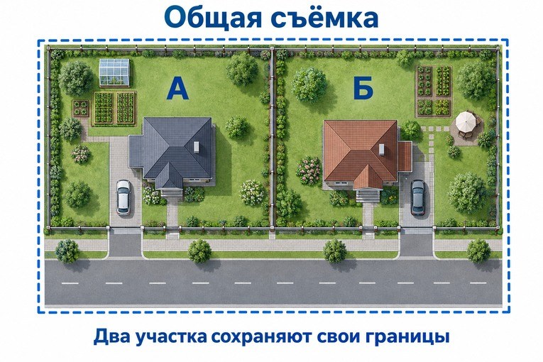 Схема общего охвата съёмки с сохранением двух отдельных участков
