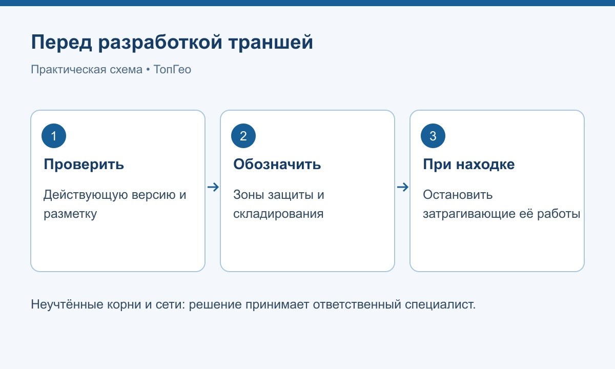 Контрольные точки перед началом разработки траншей