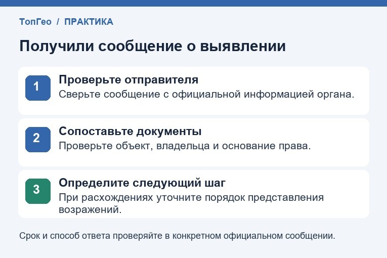 Порядок проверки сообщения о выявлении правообладателя