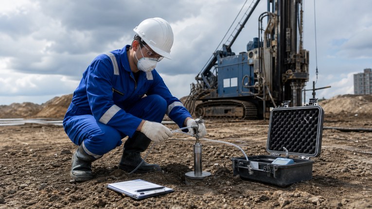 Скважинное исследование газового поля на территории с насыпными грунтами