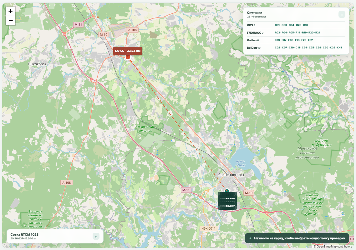 Карта с базовыми станциями и GNSS-подключениями